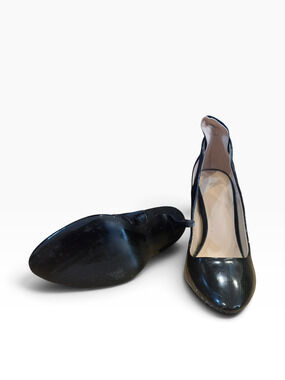Zara Trafaluc Black Patent Suede Cutout Stiletto High Heels Pumps Size 40 / 9